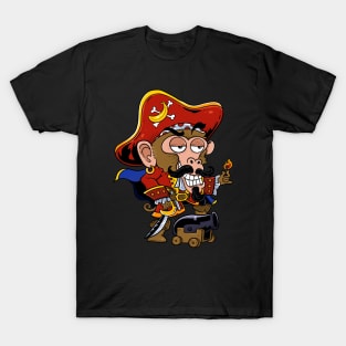 Swinging Buccaneer: Monkey Pirate Design T-Shirt